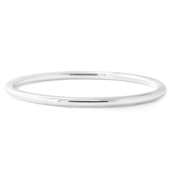 Sterling Silver Solid 4mm x 65mm Round Golf Bangle Online now