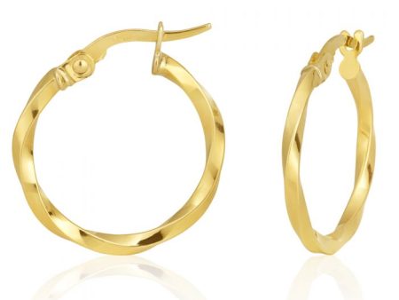 9ct Yellow Gold 15mm Twist Hoop Earrings Hot on Sale