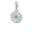 Sterling Silver Thomas Sabo Charm Club Compass Turquoise Zirconia For Cheap