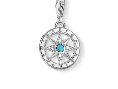 Sterling Silver Thomas Sabo Charm Club Compass Turquoise Zirconia For Cheap