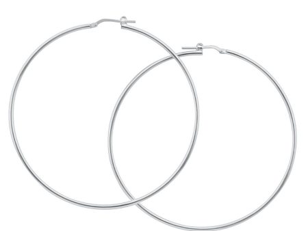 Sterling Silver Plain 65mm Hoop Earrings Discount