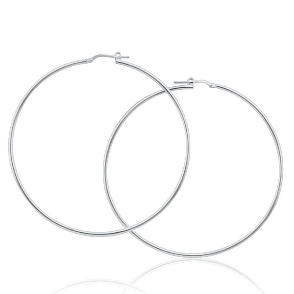 Sterling Silver Plain 65mm Hoop Earrings Discount