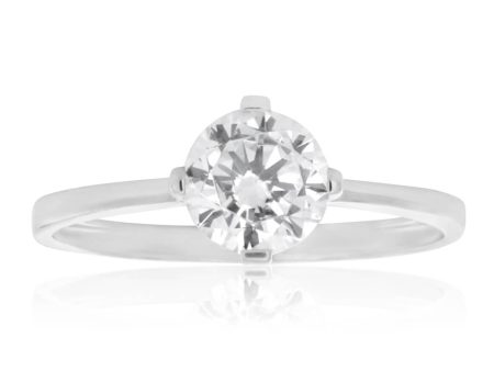 9ct White Gold Zirconia Rounded Ring Hot on Sale