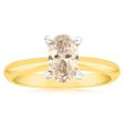 18ct Yellow Gold Diamond Ring With 1 Carat Oval Champagne Australian Diamond Online Hot Sale