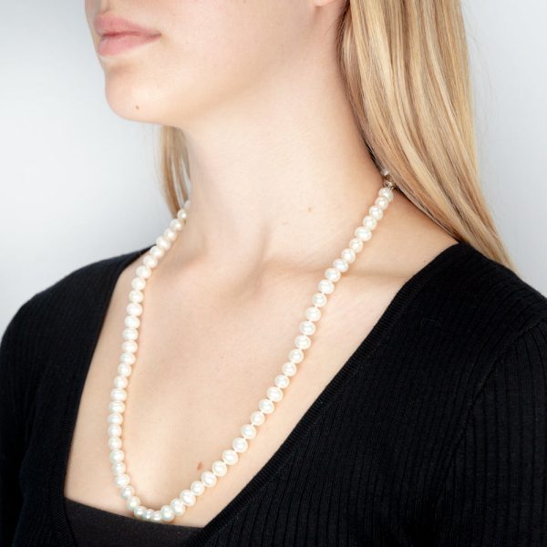 White Freshwater Strand 60cm Pearl Necklace Sale