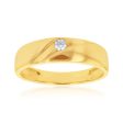 9ct Yellow Gold Round Cubic Zirconia Gents Ring Hot on Sale