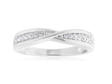 Sterling Silver Zirconia Fancy Crossover Ring Online now