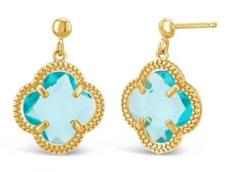 9ct Gold Filled Blue Coloured Stud Drop Earrings Discount