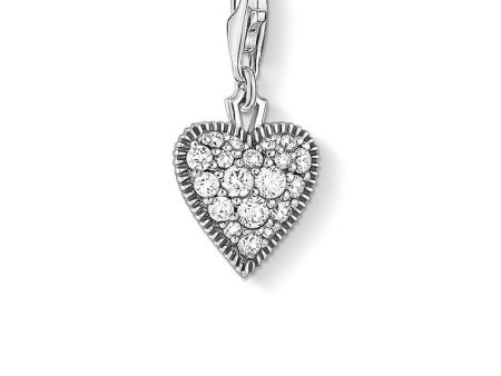 Sterling Silver Thomas Sabo Charm Club Oxidised Zirconia Heart For Cheap