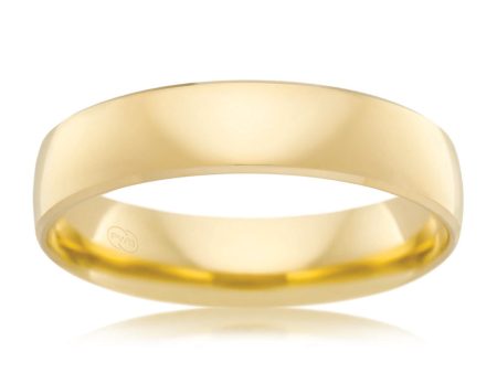 9ct Yellow 5mm Half Round Bevelled Ring. Size U Online now