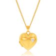 9ct Yellow & White Gold Two Tone Together Forever On Heart Locket Pendant Hot on Sale