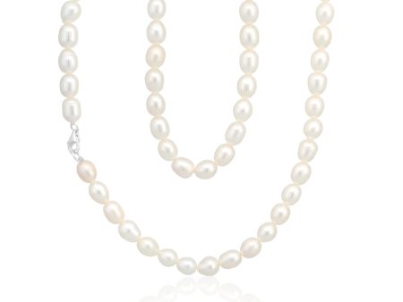 White 6-7mm Freshwater Pearl 45cm Necklace with Sterling Silver Clasp Online