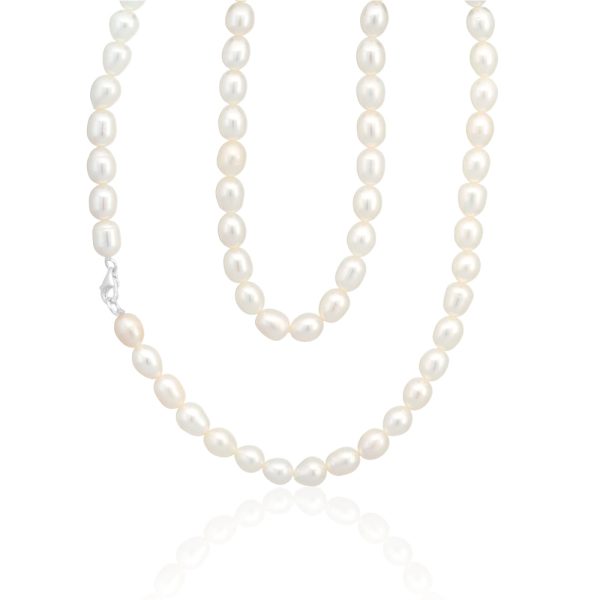 White 6-7mm Freshwater Pearl 45cm Necklace with Sterling Silver Clasp Online