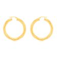 9ct Yellow Gold Twisted Striped 30MM Hoop Earrings 9Y Cheap