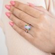 Sterling Silver Rainbow Multicolour Cubic Zirconia Halo & Channel Ring on Sale