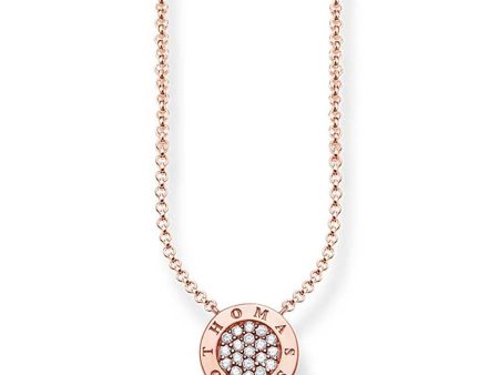 Sterling Silver Rose Gold Plated Thomas Sabo Classic Pave Necklace Cheap