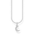 Sterling Silver Thomas Sabo Charm Club Moon Zirconia Necklace 38-45cm Sale