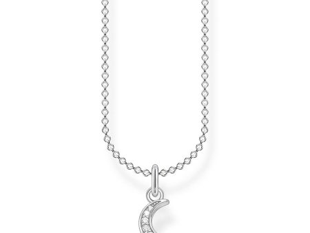 Sterling Silver Thomas Sabo Charm Club Moon Zirconia Necklace 38-45cm Sale