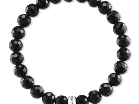 Sterling Silver Thomas Sabo Charm Club Black Obsidian Bracelet 15.5cm Sale