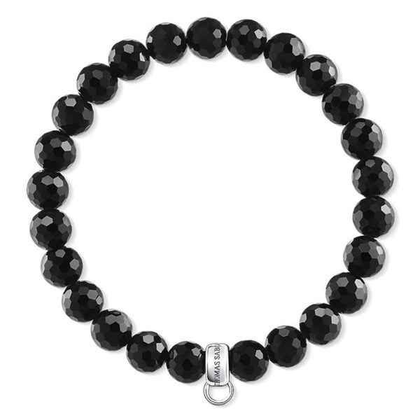 Sterling Silver Thomas Sabo Charm Club Black Obsidian Bracelet 15.5cm Sale