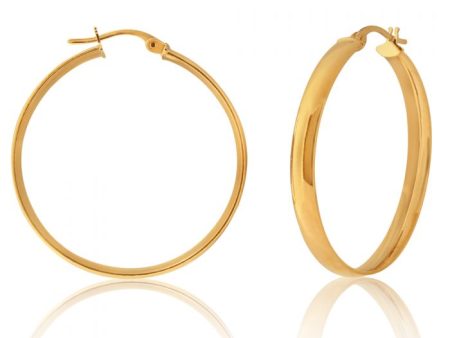 9ct Yellow Gold 30mm Plain Hoop Earrings Online now