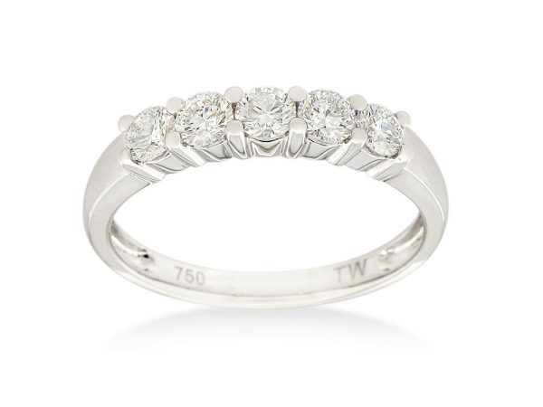 18ct White Gold Diamond Ring with Five Stones on Sale