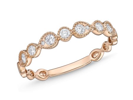 Memoire 18ct Rose Gold 1 5 Carat Diamond Vintage Round & Illusion Pear Stack Ring Online now