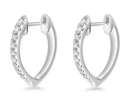 Memoire 18ct White Gold 0.30 Carat Diamond Imperial Hoop Earrings 16X14mm Cheap