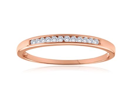 9ct Rose Gold Ring With 0.1 Carats Of Channel Set Diamonds Supply