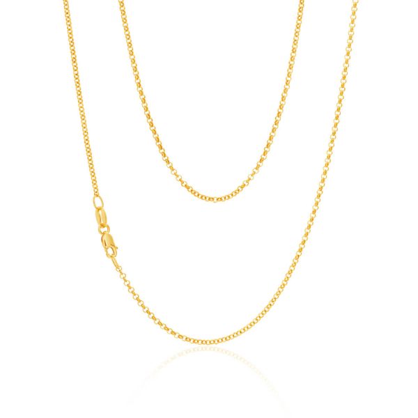 9ct Yellow Solid Gold 1.6mm Belcher Chain 50cm Cheap