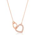 Sterling Silver Zirconia Heart & Circle Pendant with 40 + 5cm Chain Rose Gold Plated Online