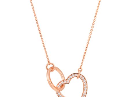 Sterling Silver Zirconia Heart & Circle Pendant with 40 + 5cm Chain Rose Gold Plated Online