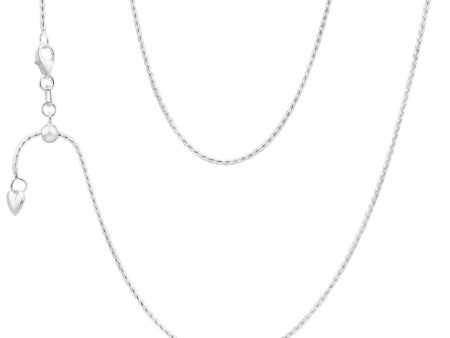 Sterling Silver Wheat Adjustable Heart Drop Chain 55cm Discount