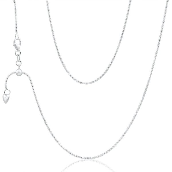 Sterling Silver Wheat Adjustable Heart Drop Chain 55cm Discount