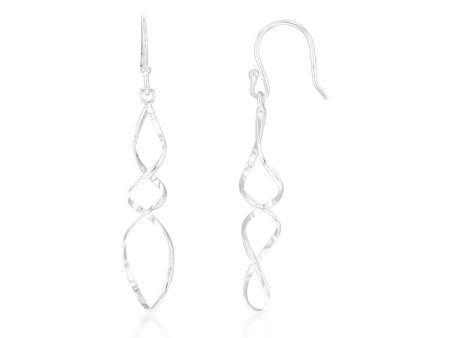 Sterling Silver Long Triple Twist Drop Earrings Online now