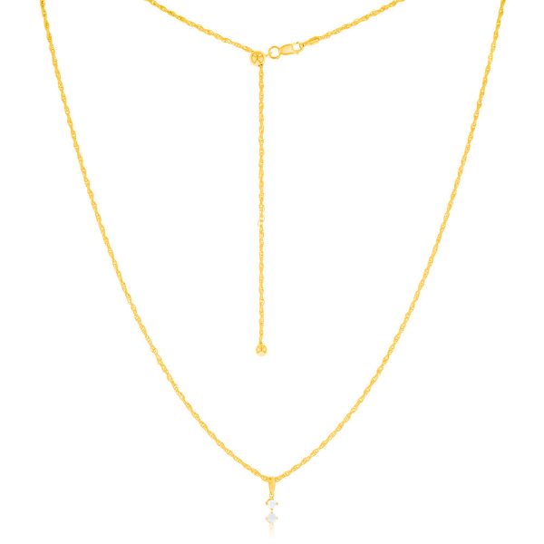 14ct Gold Plated Sterling Silver 1 10 Carat Diamond Pendant on Adjustable 60cm Chain Cheap