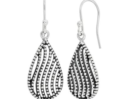 Sterling Silver Teardrop Milgrain Drop Earrings Online Hot Sale