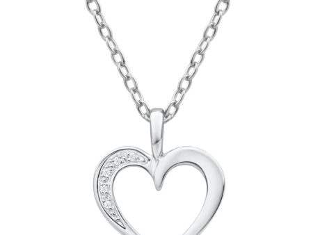 9ct Superb White Gold Diamond Heart Pendant Discount