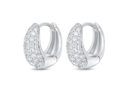 Memoire 18ct White Gold 1 2 Carat Diamond Pave Hoop Earrings Supply