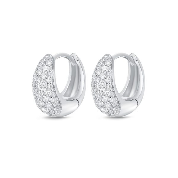 Memoire 18ct White Gold 1 2 Carat Diamond Pave Hoop Earrings Supply