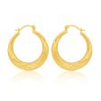 9ct Yellow Gold 15mm Creole With Diamond Cut Pattern Earrings Supply