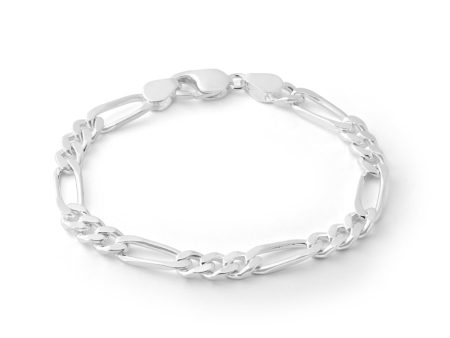 21cm Sterling Silver Figaro 200 Gauge 1:3 Bracelet Discount