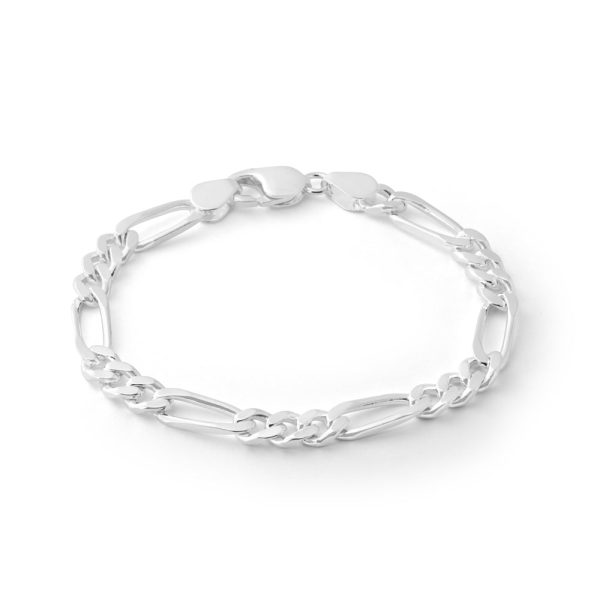 21cm Sterling Silver Figaro 200 Gauge 1:3 Bracelet Discount