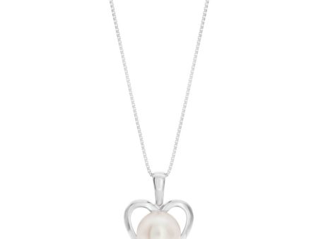 Sterling Silver White Freshwater Pearl Heart Pendant. Includes 45cm Chain. Online