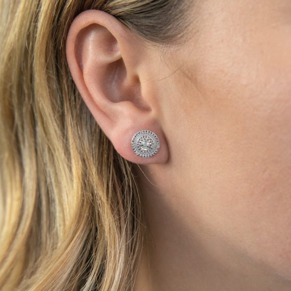 14 Brilliant Diamonds Stud Earrings in Sterling Silver Online Sale