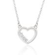 Sterling Silver Rhodium Plated Cubic Zirconia Open Heart Pendant With 42 + 3cm Chain Fashion