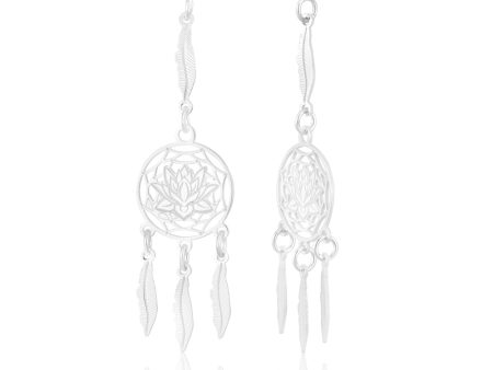 Sterling Silver Lotus Dream Catcher Drop Earrings Online now