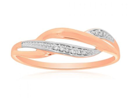 9ct Rose Gold Diamond Ring with 8 Brilliant Diamonds Discount