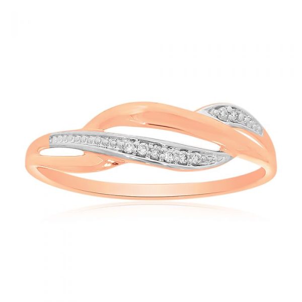 9ct Rose Gold Diamond Ring with 8 Brilliant Diamonds Discount