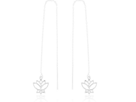 Sterling Silver Lotus Threader Drop Earrings Supply